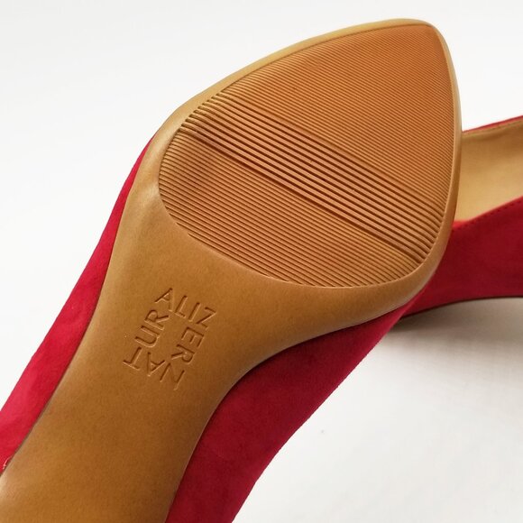 Naturalizer Pippa Suede Pumps 6.5M Red Pointy Toe Kitten Heel Comfort Cushion - Picture 12 of 16